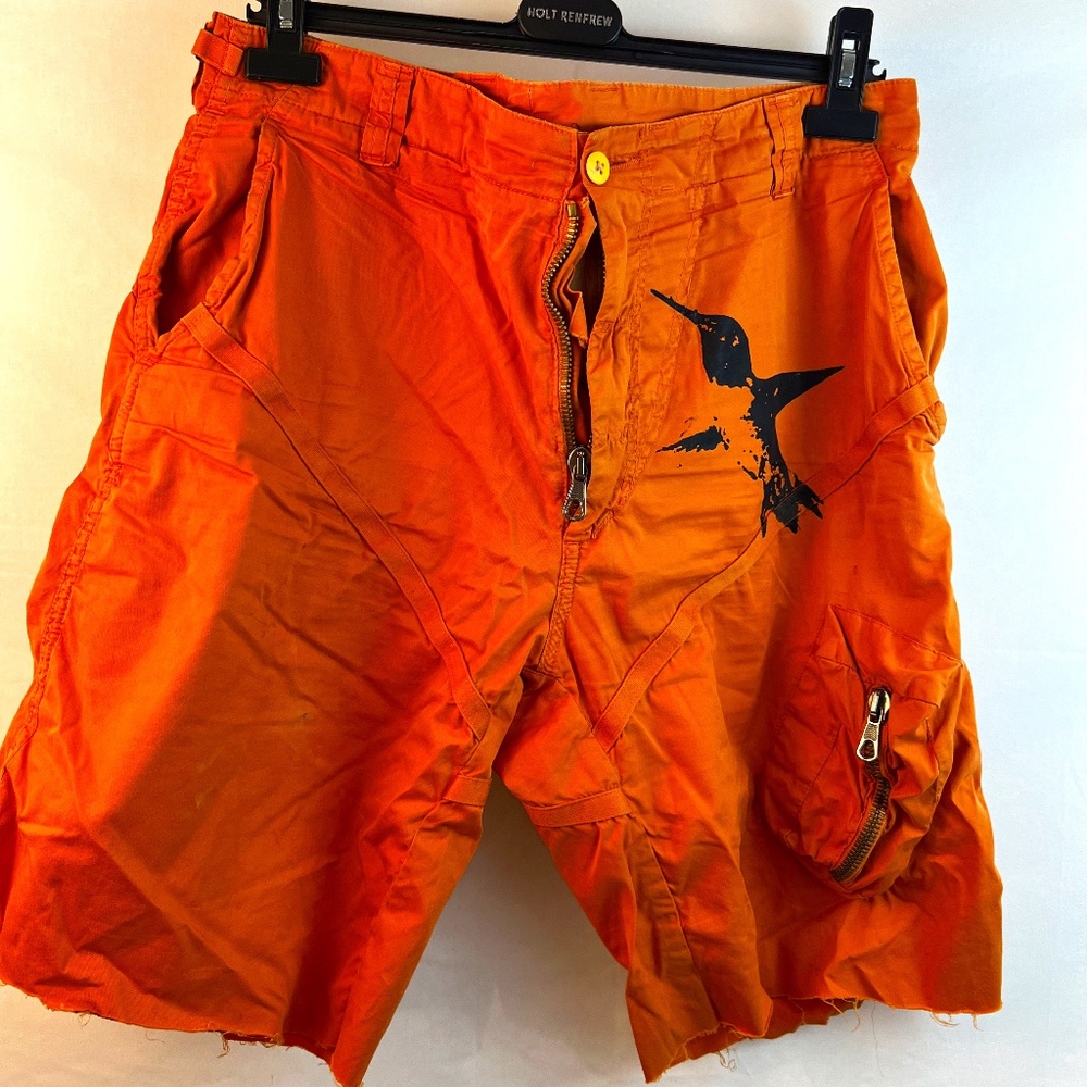 FreeCity - R.H. Vintage - Hummingbird - RARE Orange Cutoff Cargo Shorts - 50/32W
